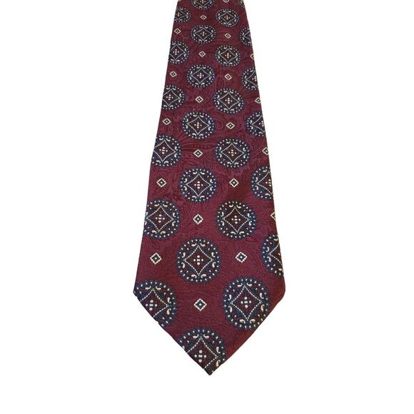 SALIARI Men's 100% Silk‎ Necktie Made in ITALY Designer Burgundy Church Wedding - Picture 1 of 13
